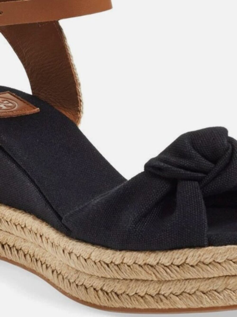 Tory Burch Black and Tan Espadrille Wedges 40
